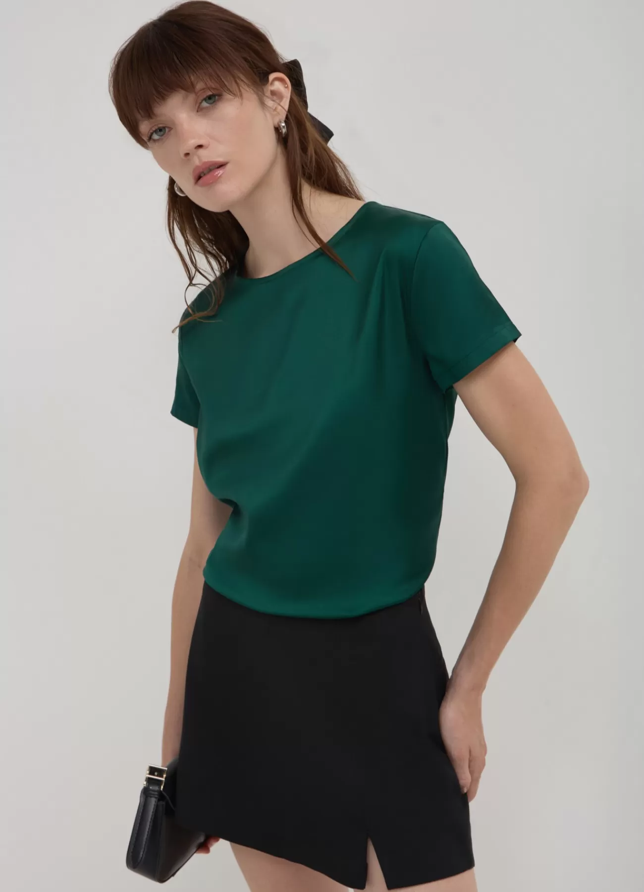 CALLIOPE Blusa In Raso Verde bosco Best Sale