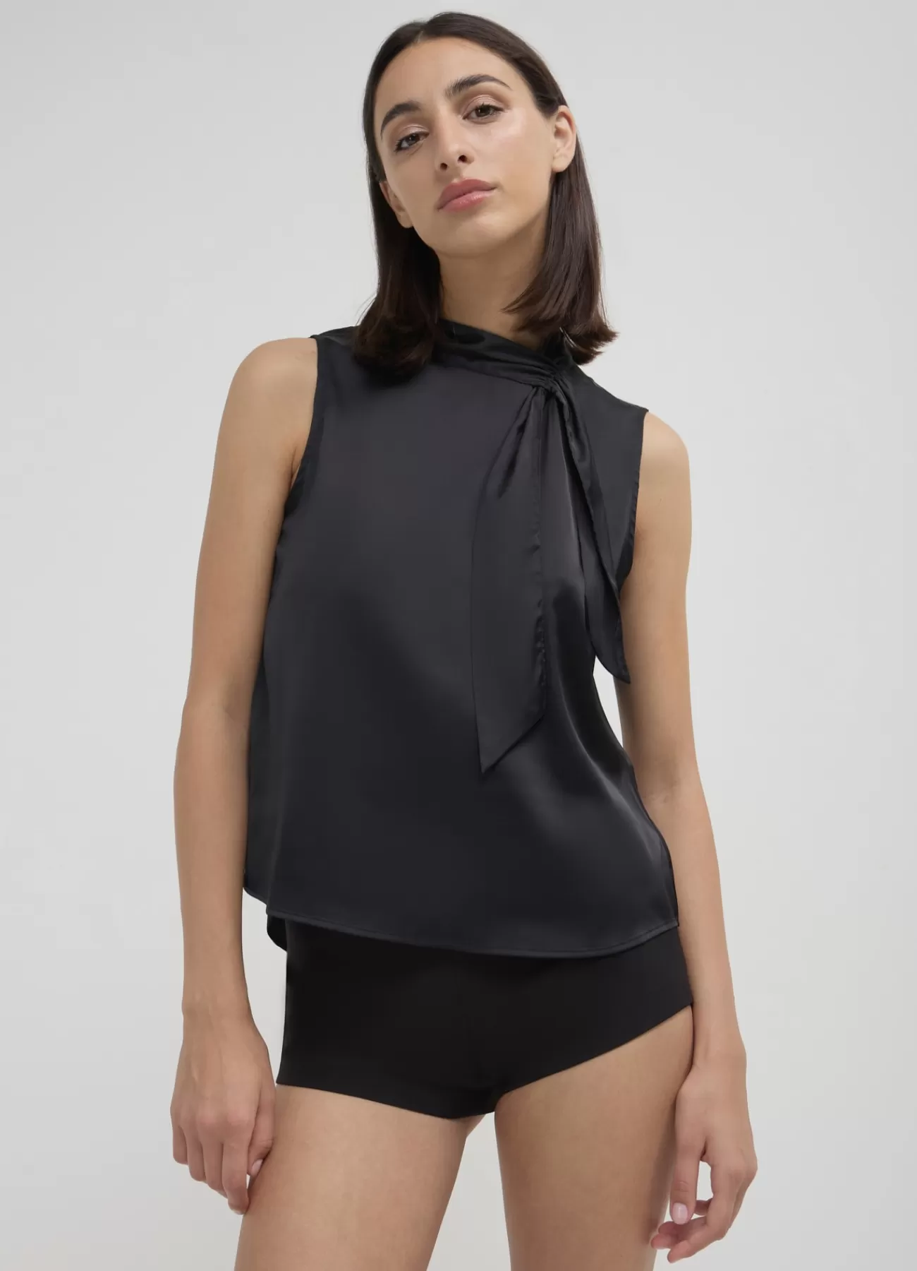 CALLIOPE Blusa Smanicata Con Fiocco Ultrablack Hot