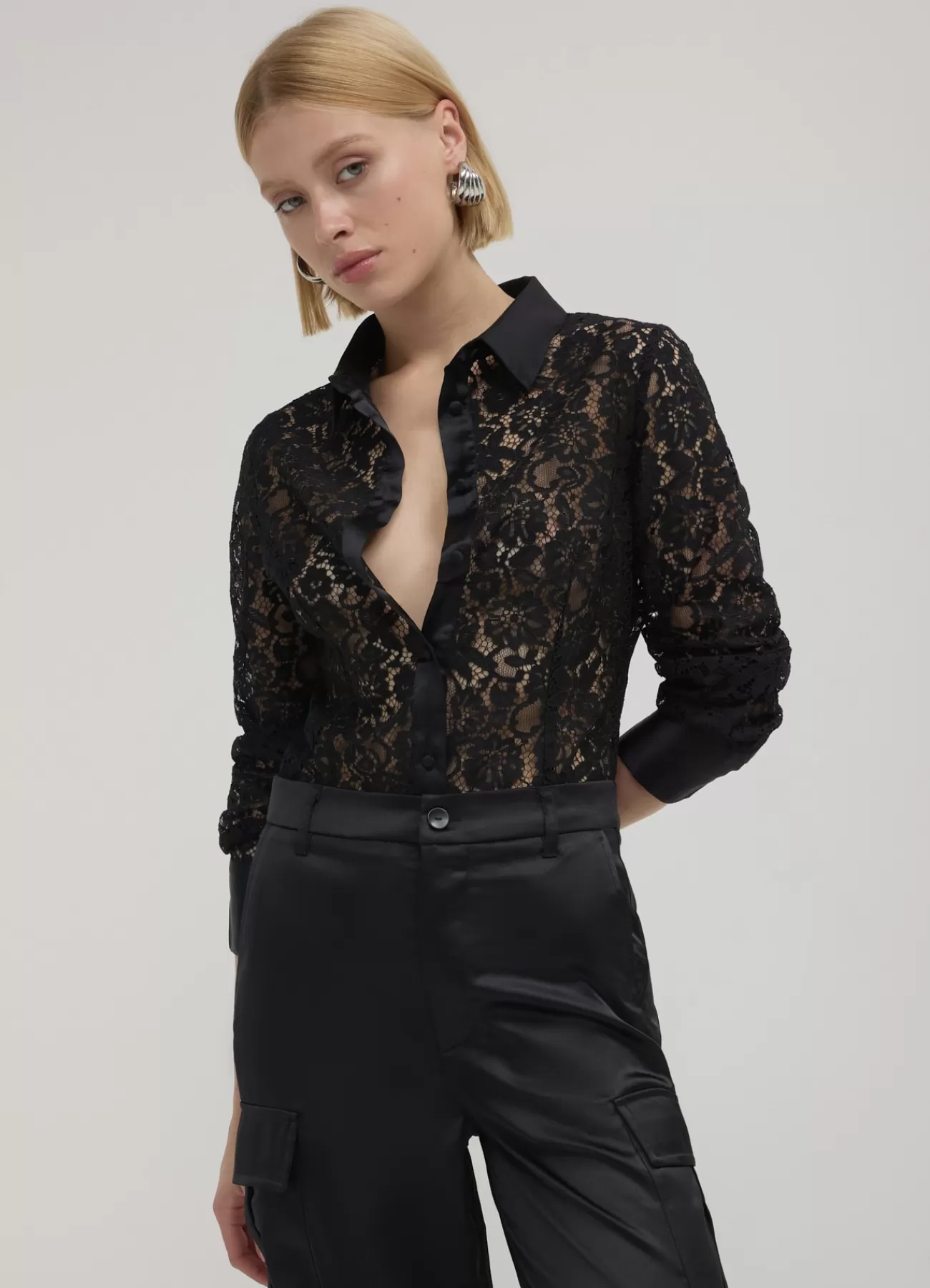 CALLIOPE Camicia In Pizzo Ultrablack New