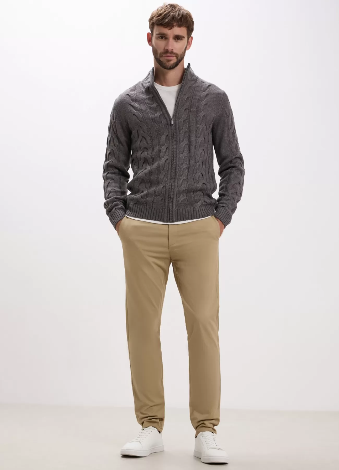 CALLIOPE Cardigan A Zip Con Trecce Grigio medio melange Cheap