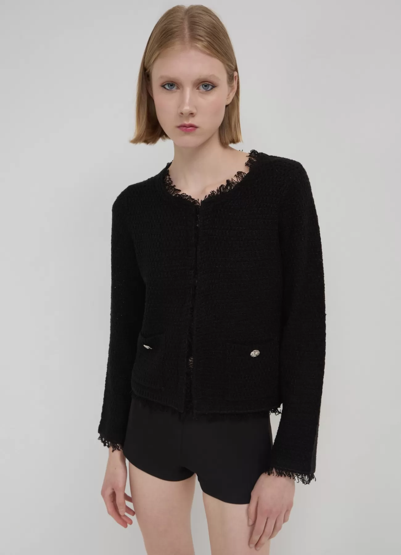 CALLIOPE Cardigan Tessuto Bouclè Ultrablack New