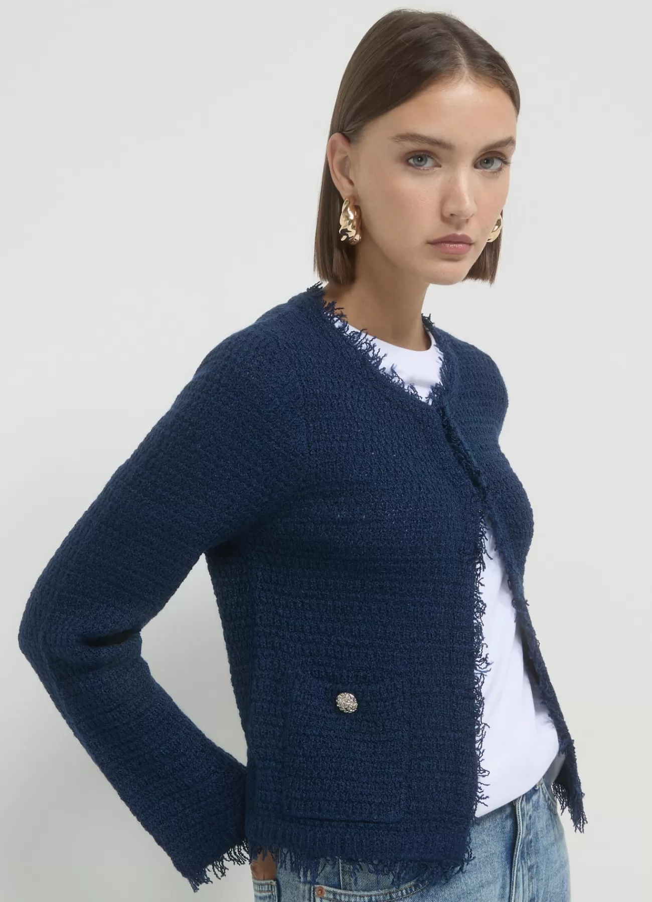 CALLIOPE Cardigan Tessuto Bouclè Blu Best