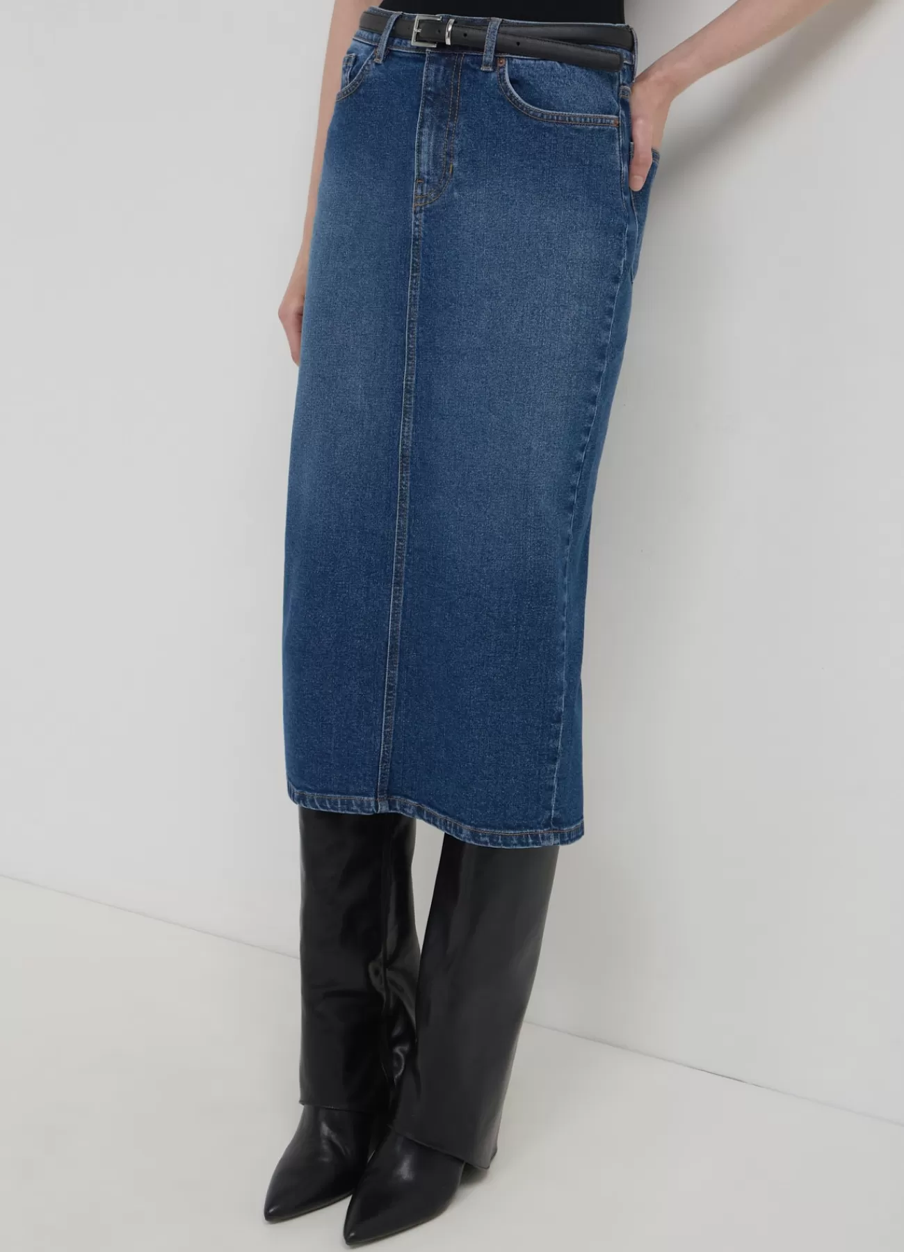 CALLIOPE Gonna In Denim Con Spacco Retro Blu denim scuro Flash Sale