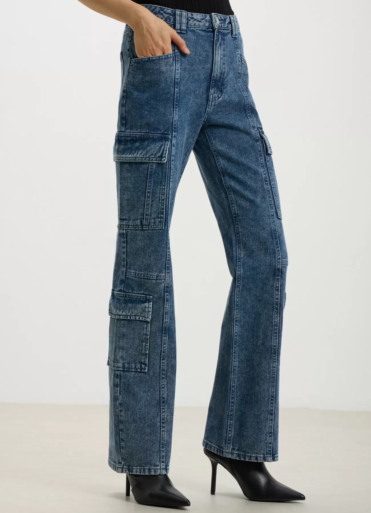 CALLIOPE Jeans Cargo Vita Alta Blu denim scuro Shop