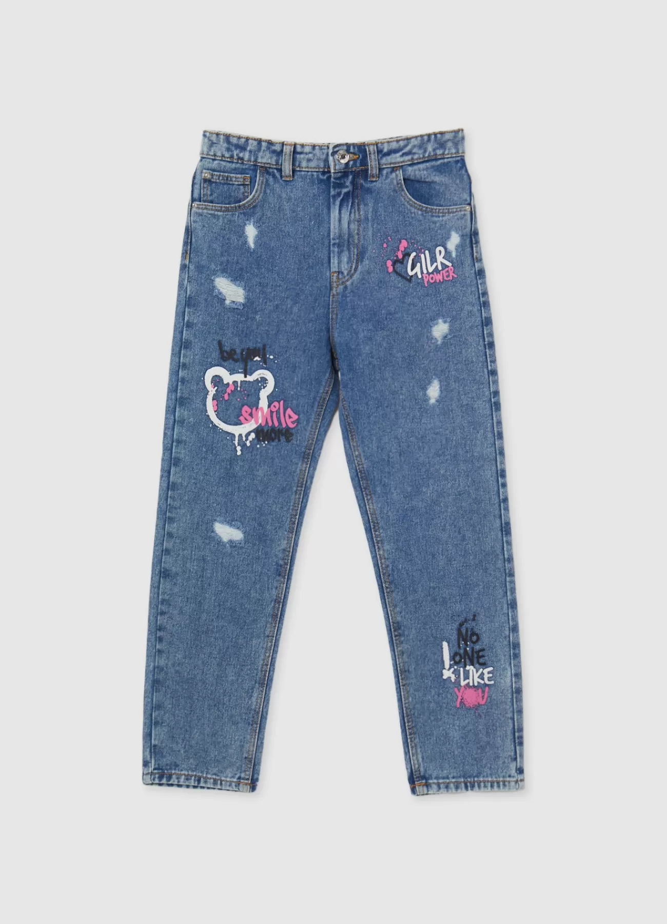 CALLIOPE Jeans Mom Fit Con Graffiti Blu denim medio Fashion