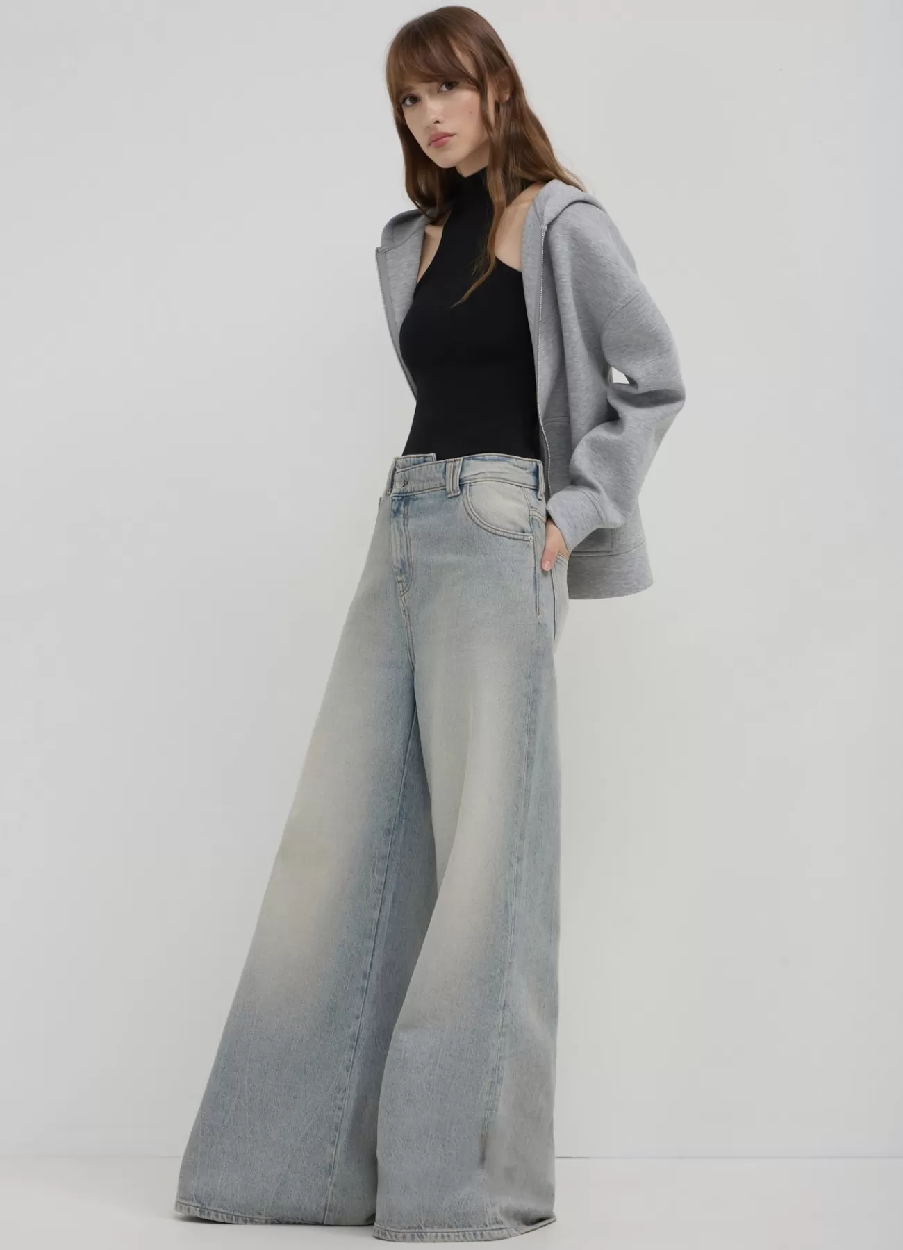 CALLIOPE Jeans Wide Leg Effetto Sabbiato Blu denim sabbiato Discount