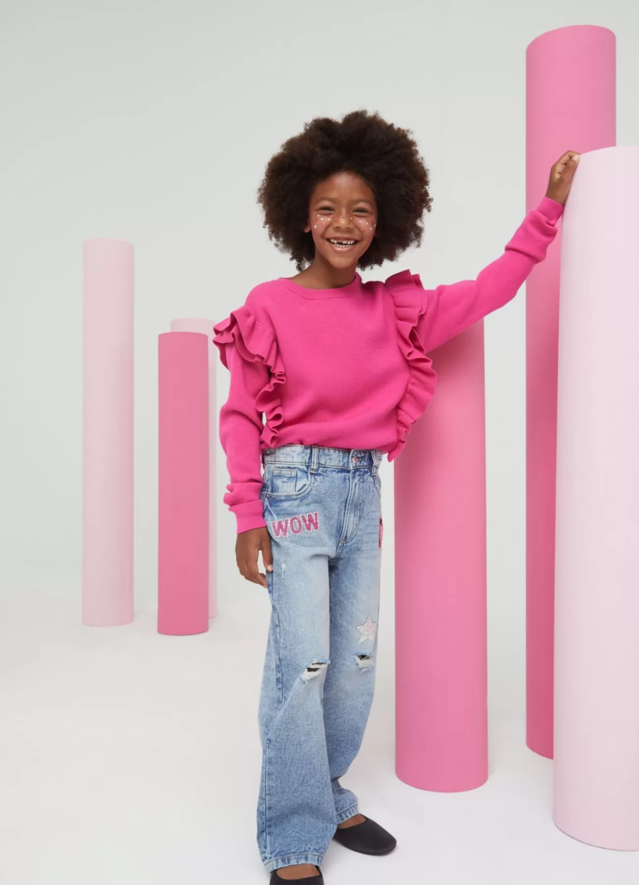 CALLIOPE Jeans Wide Leg Ricami Blu denim medio chiaro Store
