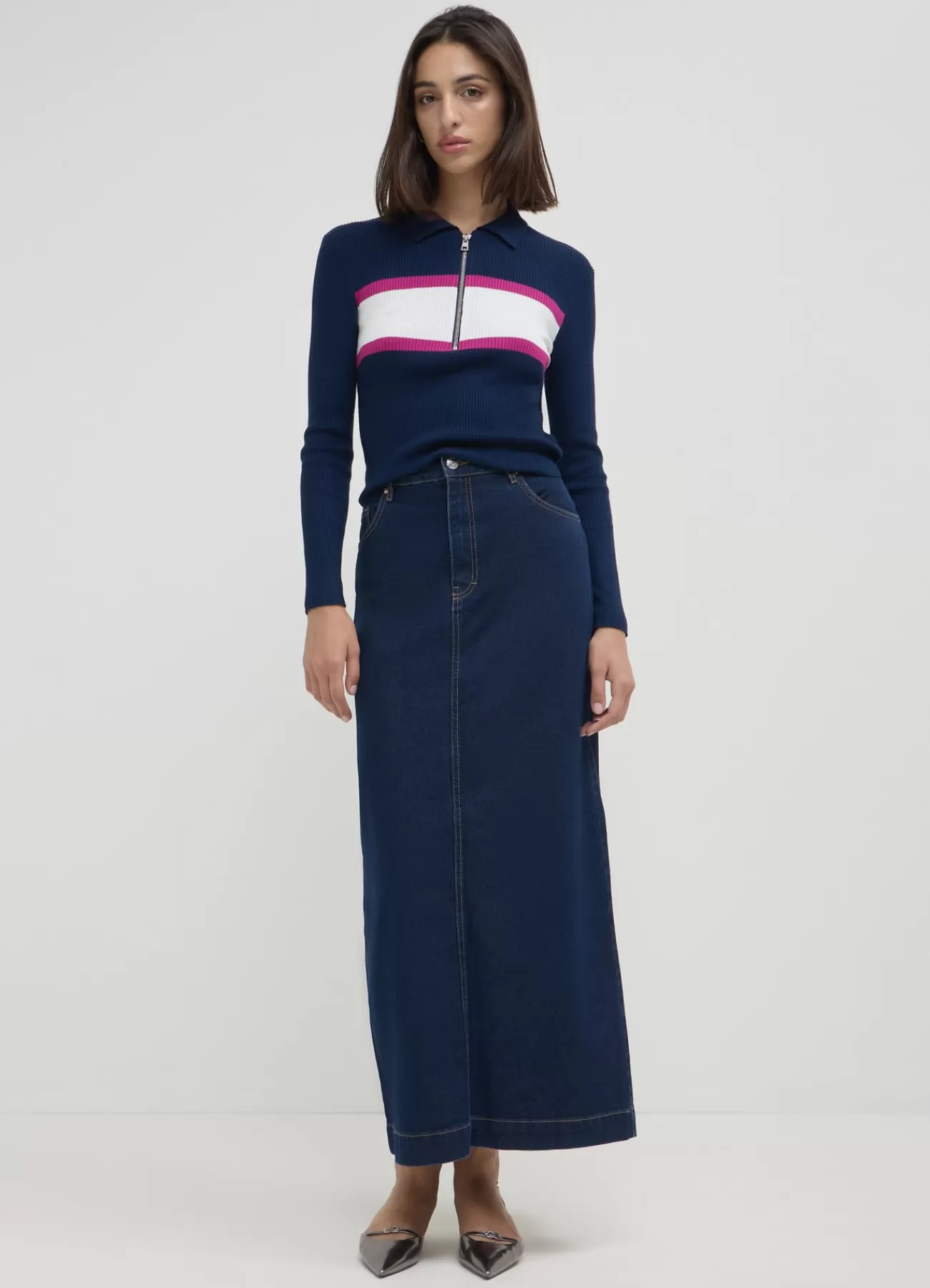 CALLIOPE Maglia Half Zip Block Color Blu Best Sale