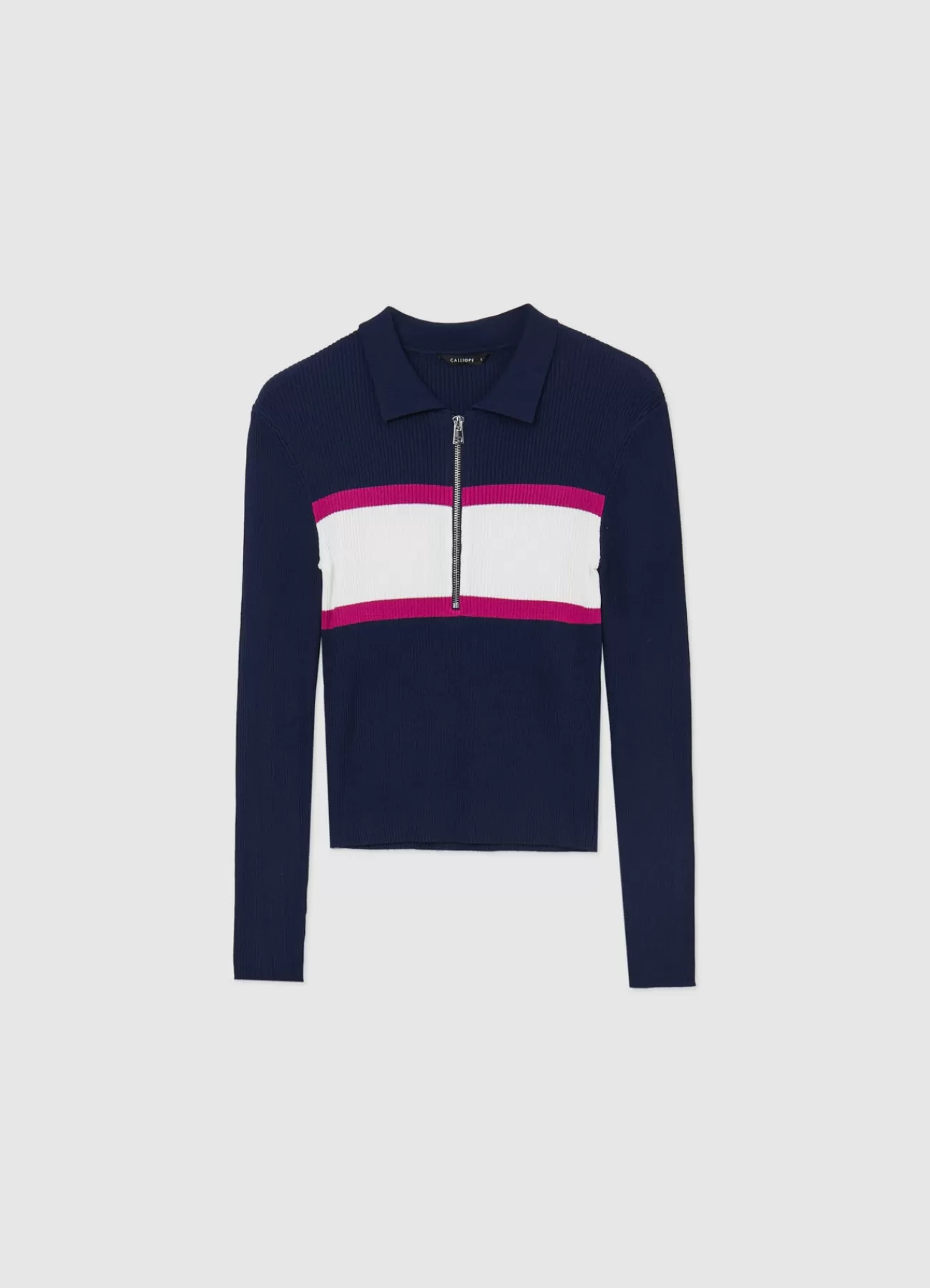 CALLIOPE Maglia Half Zip Block Color Blu Best Sale