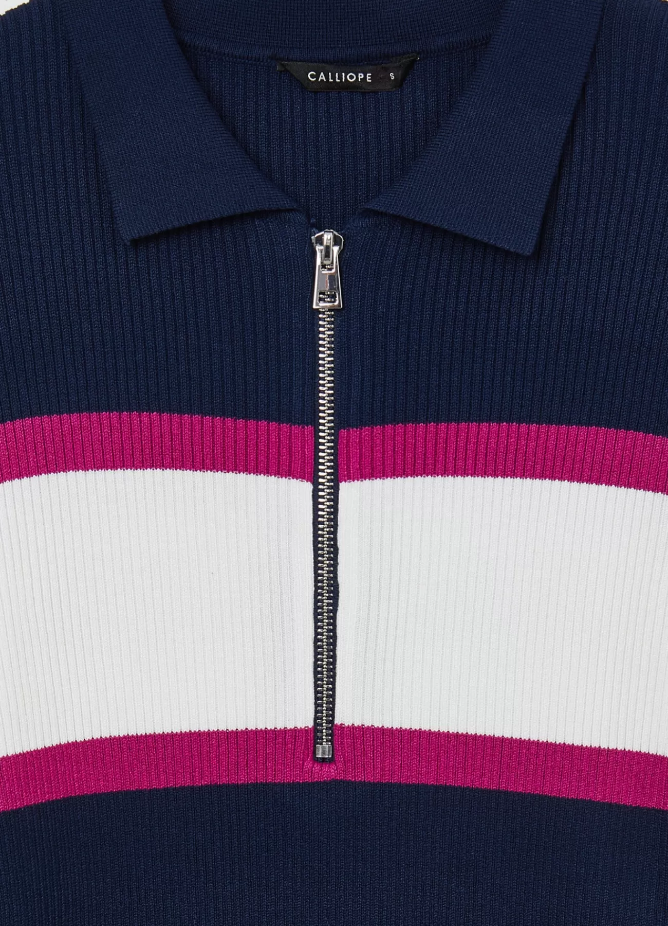 CALLIOPE Maglia Half Zip Block Color Blu Best Sale