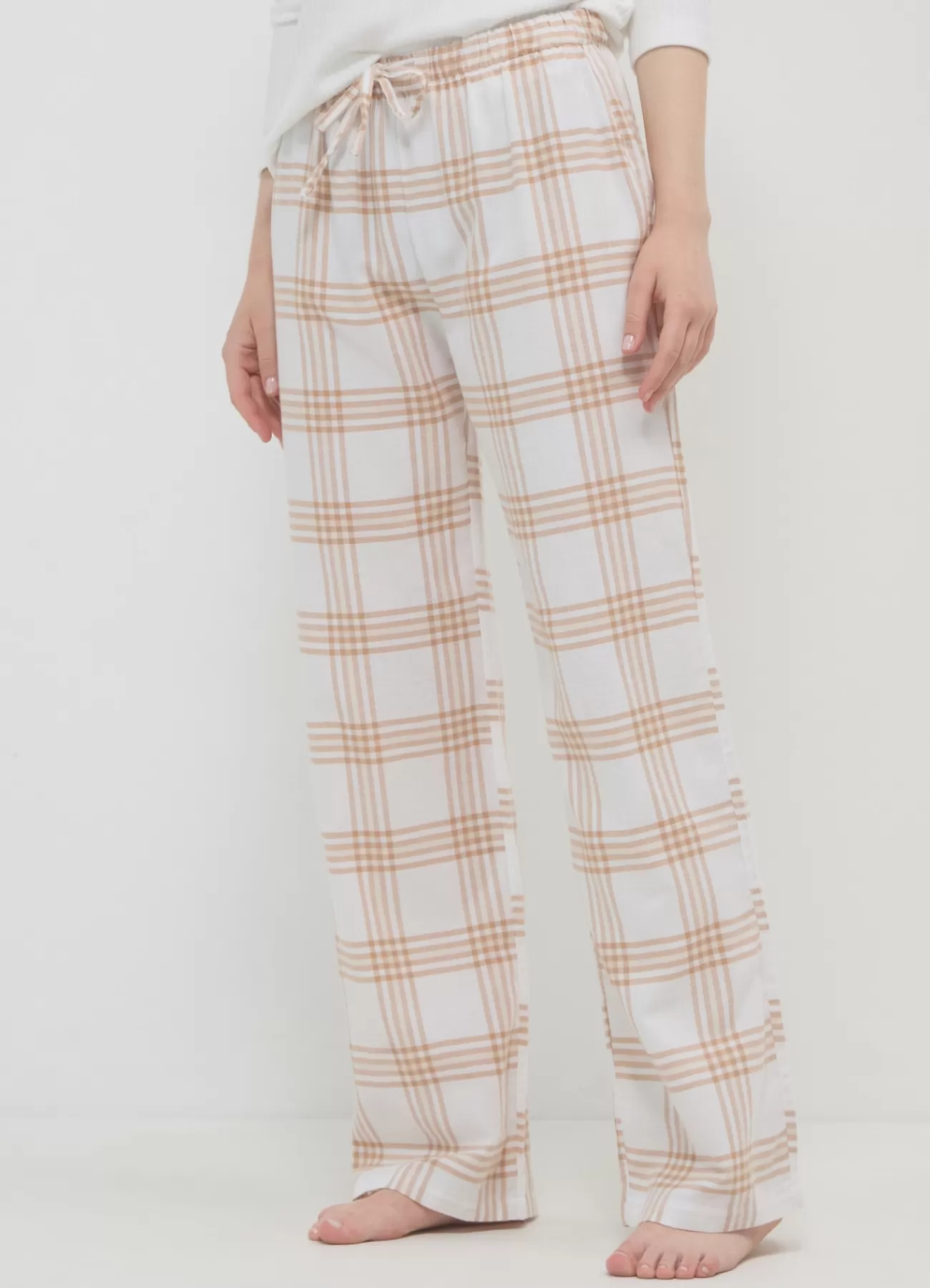CALLIOPE Pantalone Straight Fantasia Quadri Var bianco lana Clearance