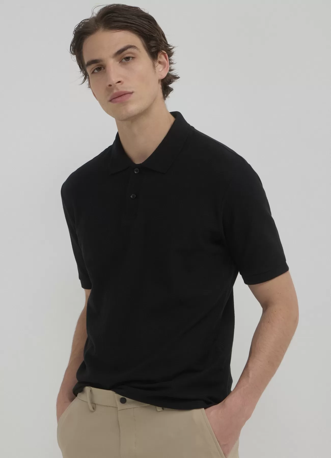 CALLIOPE T-shirt Polo Tessuto Operato Nero Clearance